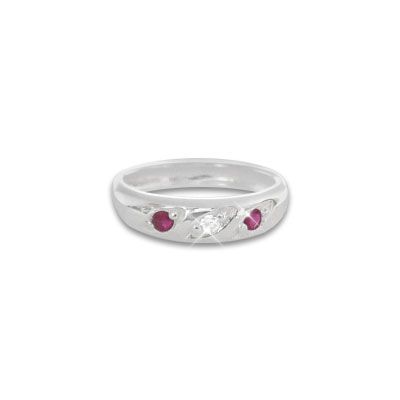 Taufring mit Rubin und Zirkonia 925 Silber