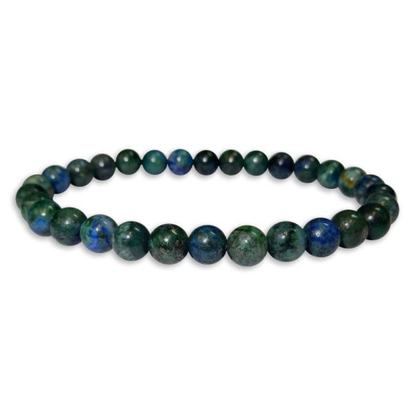 Edelsteinarmband Kugel Armband Azurit-Chrysokoll 6 mm 19 cm