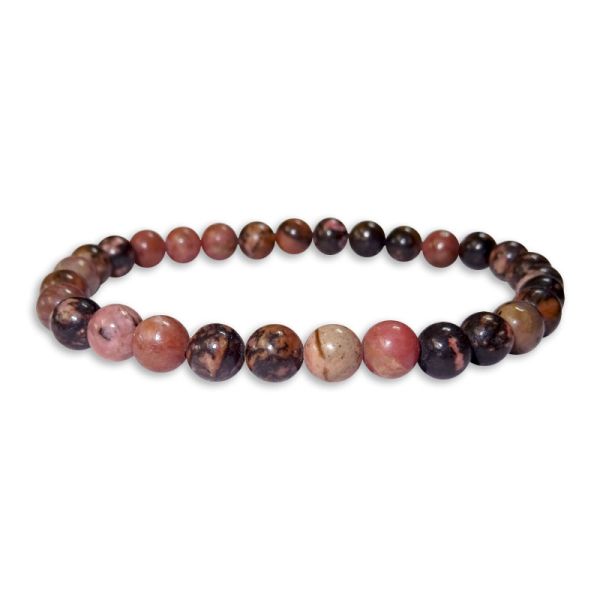 Rhodonit dunkel Kugel Armband 6 mm 20,5 cm Edelsteinarmband rosa