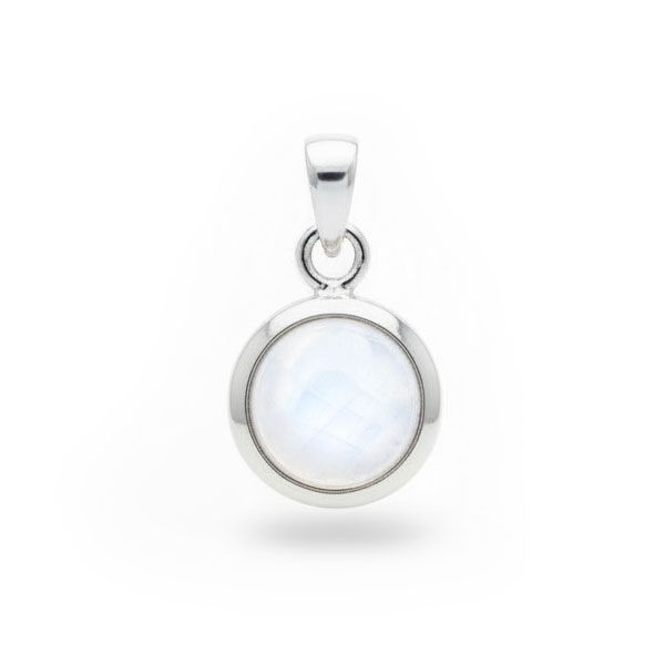 Runder Mondstein Anhänger 10,5 mm 925 Silber
