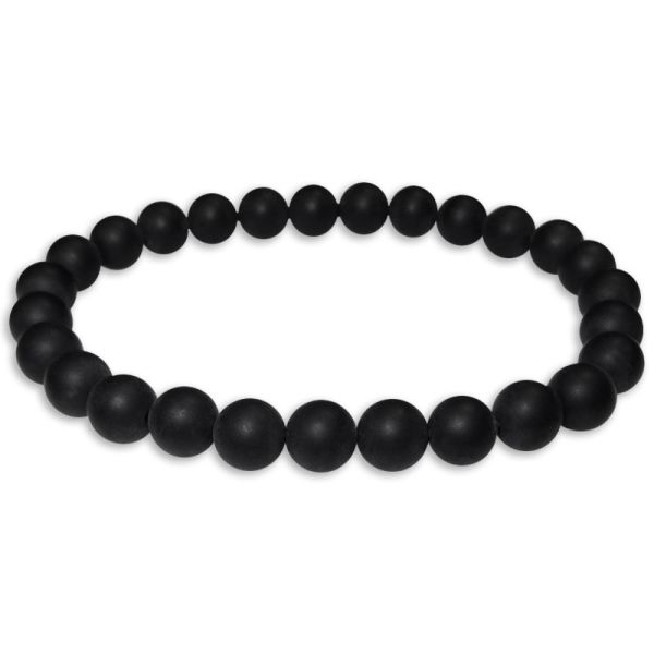 Kugelarmband Onyx matt 8 mm 21 cm Herrenarmband mit schwarzen Steinen