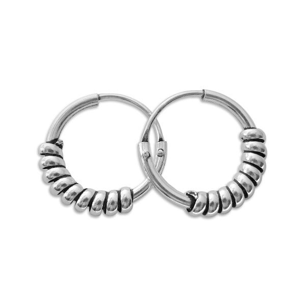 Gedrehte Bali Creolen 925 Silber 12 mm Ohrringe für Damen und Herren