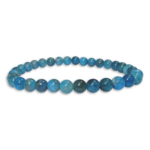 Blauer Apatit Kugel Armband 6 mm 20 cm Kugelarmband mit Edelsteinen