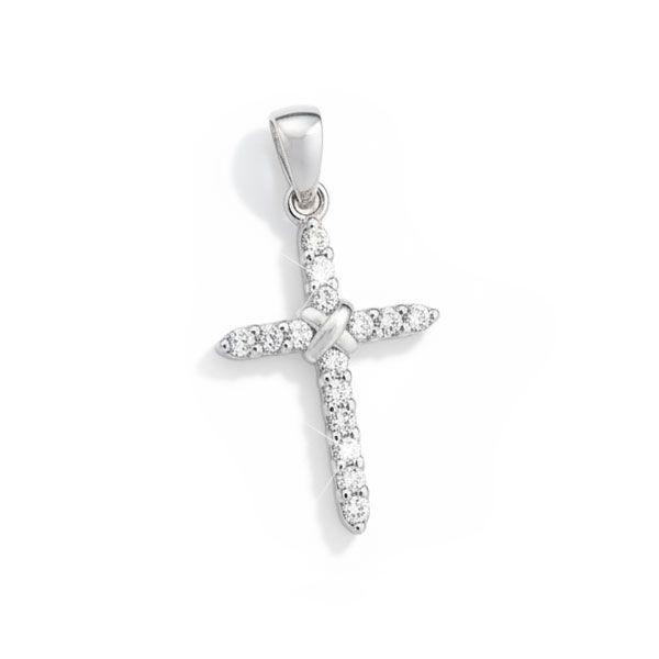 Kreuz mit 15 Zirkonia Strass Steinen 925 Silber