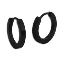 Schwarze Edelstahl Klapp-Creolen 18 x 3 mm mattiert Herren Ohrringe Schwarze Edelstahl Klapp-Creolen 18 x 3 mm mattiert Herren Ohrringe