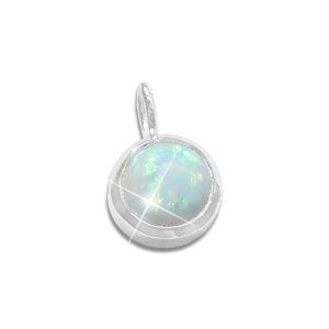 Opal Anhänger rund 8 mm 925 Silber