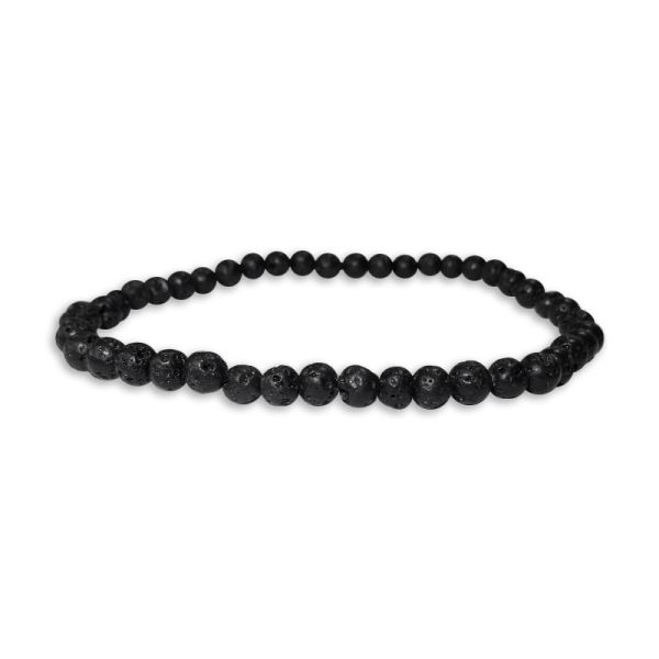 Kleines Kugel-Armband Lava 4 mm schwarz 19,5 cm Lavastein