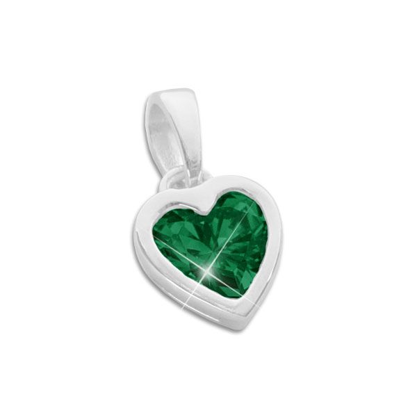 Herz Anhänger mit smaragd grünem Zirkonia 925 Silber Silberanhänger