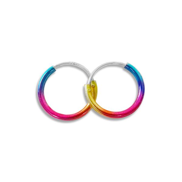 Regenbogen Creolen 12 mm 925 Silber Kinder Ohrringe