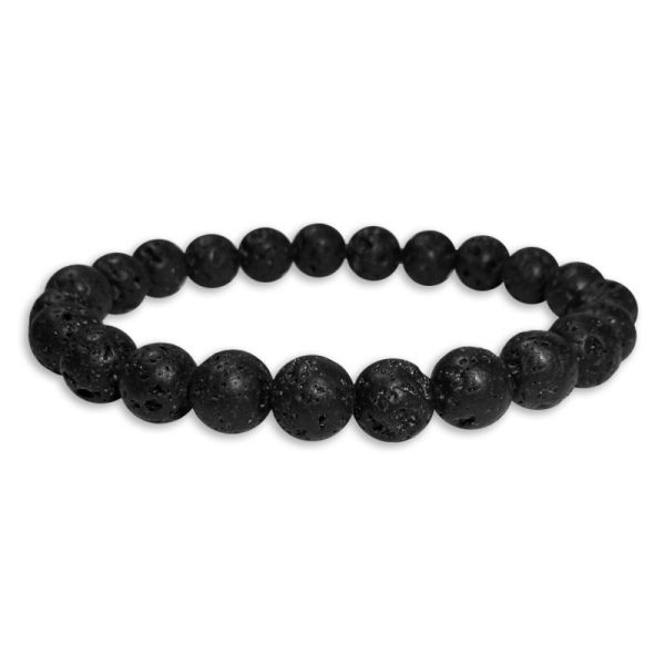 Lava Kugelarmband Lavastein 8 mm 19,5 cm schwarzes Armband Shop