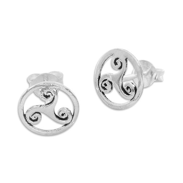 Ohrstecker Triskele im Kreis 925 Silber keltische Ohrringe
