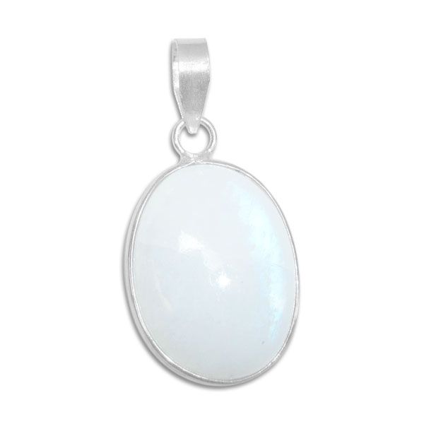 Ovaler Mondstein Anhänger blau 925 Silber