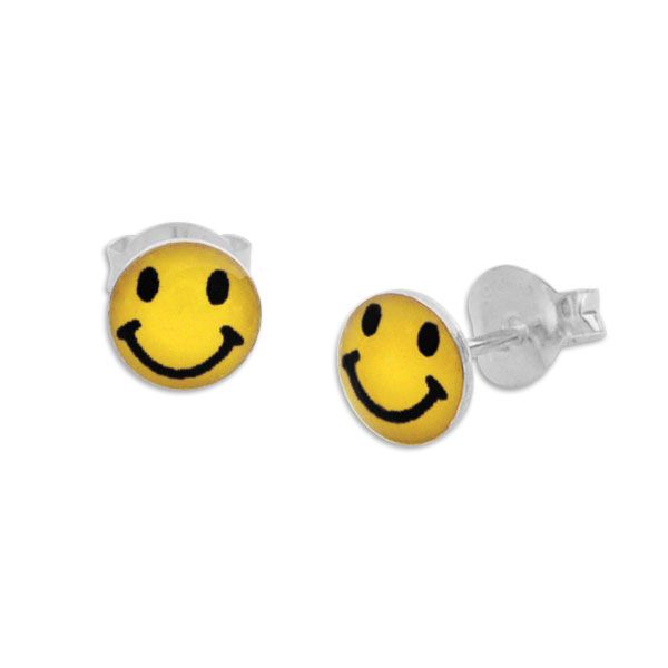 Ohrstecker mit Smile Gesicht 925 Silber für Jungs Mädchen und Damen
