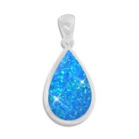 Großer blauer Opal Anhänger Tropfen 925 Silber Schmuck Großer blauer Opal Anhänger Tropfen 925 Silber Schmuck