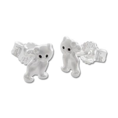 Ohrstecker mit Kätzchen 925 Silber Schmuck Geschenk für Mädchen / Kinder