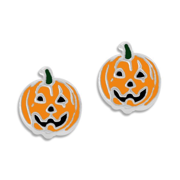 Kinder Ohrstecker Halloween Kürbis 925 Silber Schmuck mit Kürbissen