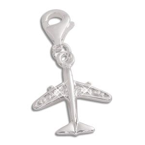 Charm Anhänger Flugzeug mit Zirkonia 925 Silber