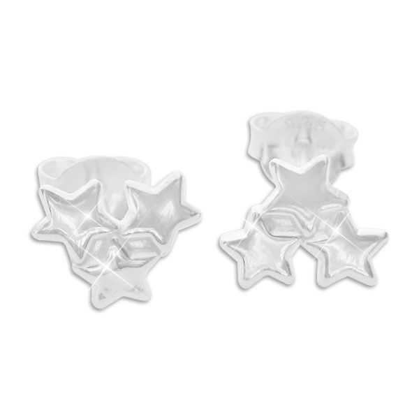 Ohrstecker mit 3 Sternen 925 Silber Stern Ohrringe