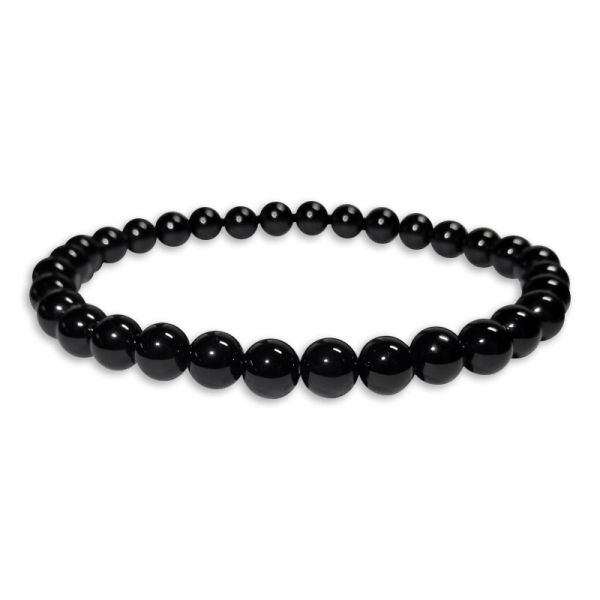 Onyx Kugel Armband 6 mm 19 cm Edelsteinarmband schwarz Herren Damen