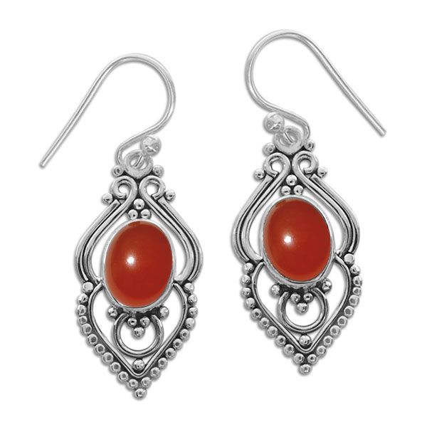 Karneol Ohrringe filigran Boho Design 925 Silber Edelstein Ohrhänger Carneol
