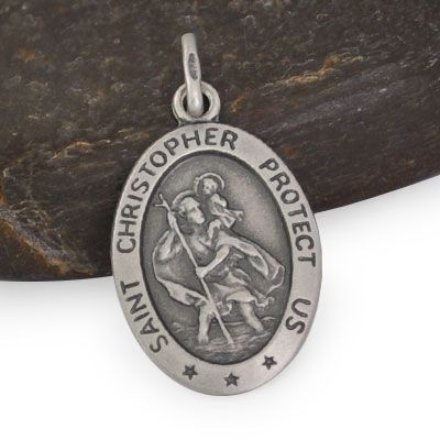 Christophorus Anhänger oval 925 Silber