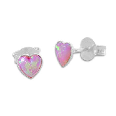 Mädchen Herz Ohrstecker Bubble rosa 925 Silber