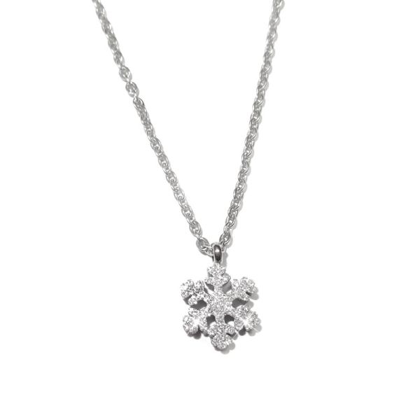Edelstahl Kette mit glitzerndem Schneeflocken Anhänger 44 cm