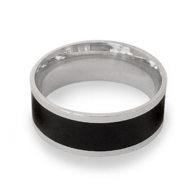 Edelstahl Bandring Black Stripe Gr. 62