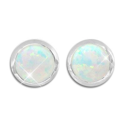 Opal Ohrstecker 10 mm 925 Silber Ohrringe