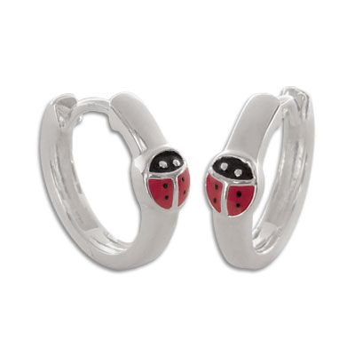 Marienkäfer Creolen 14 mm groß 925 Silber Kinderschmuck
