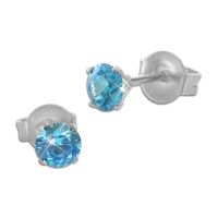 Edelstahl Ohrringe mit runden Strass Steinen in aqua blau 4 mm Edelstahl Ohrringe mit runden Strass Steinen in aqua blau 4 mm