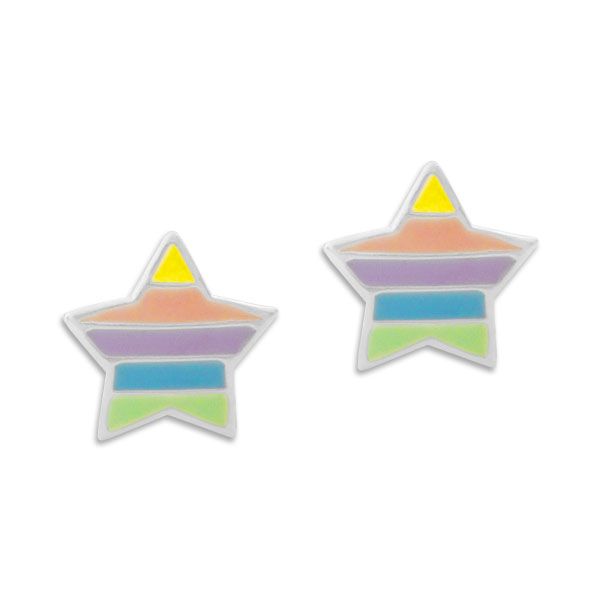 Ohrstecker Sterne in dunklen Pastellfarben 925 Silber Kinder Ohrringe