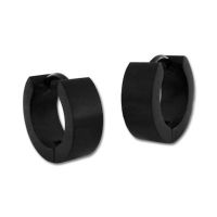 Herren Ohrringe Edelstahl Creolen schwarz 13 x 5 mm Herren Ohrringe Edelstahl Creolen schwarz 13 x 5 mm