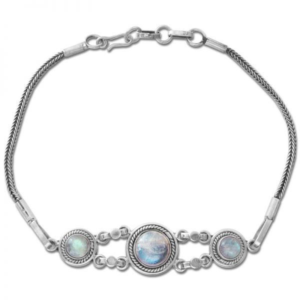 Filigranes Labradorit Armband geschwärzt 925 Silber 20 cm