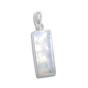 Edelstein Anhänger Mondstein Rechteck blau 925 Silber