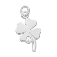 Glücksklee Anhänger Kleeblatt mit Zirkonia matt-glänzend 925 Silber Glücksklee Anhänger Kleeblatt mit Zirkonia matt-glänzend 925 Silber